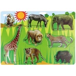 Acool Toy Дървен пъзел Acool Toy - Диви животни, 9 части (ACT40) - baby