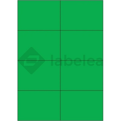 Labelea Samolepiace etikety 105x74 mm farebné papierové, na hárku A4, pre laserovú a atramentovú tlač, Farba etikiet Zelená, Počet hárkov v balení 100 EPY105074PG008S