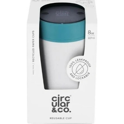 Circular&co Cestovní hrnek bílo-tyrkysový 227 ml eco ECO