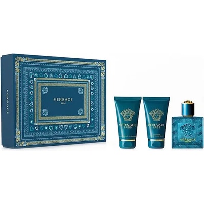 Versace Eros Подаръчен комплект, Тоалетна вода 50ml + Душ гел 50ml + Афтършейв балсам 50ml, мъже