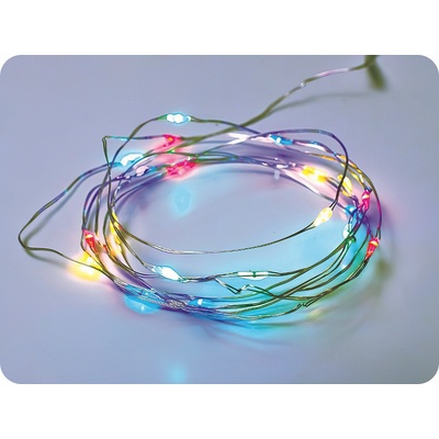 ACA Lighting LED dekorační řetěz 2m 20LED 2xAA RGB bez funkcí stříbrná měď [X0120311]