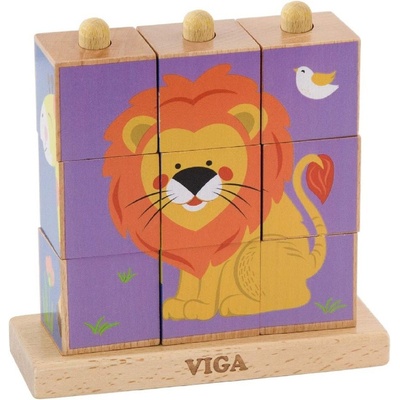 Viga puzzle z kociek divoké zvieratká