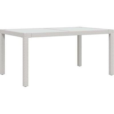 Градинска маса 150x90x75 см закалено стъкло и полиратан бяла
