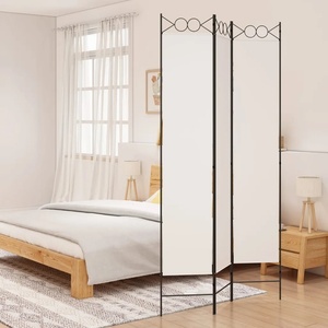 vidaXL Параван за стая, 3 панела, бял, 120x220 см, текстил (350162)