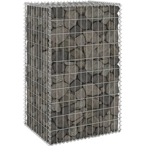 vidaXL Габионна стена с капаци, поцинкована стомана, 60x50x100 см (147812)