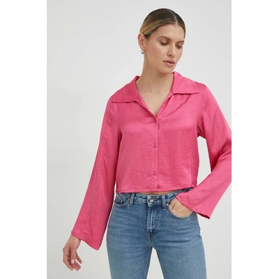 American Vintage Риза American Vintage дамска в розово със стандартна кройка с класическа яка (WID06FE23)