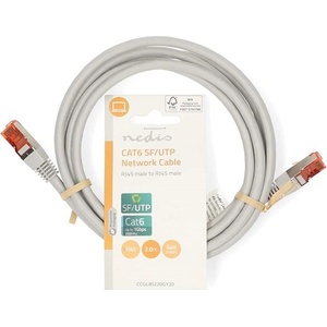 Nedis CCGL85220GY20 UTP / FTP Cat6 пач кабел, RJ45 с позлатени конектори, 10/100/1000 Mbit/s, дължина 2 m (CCGL85220GY20)