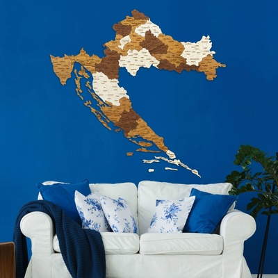 Drevená mapa Chorvátska 68 x 67 cm
