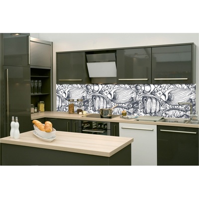 DIMEX ART Фототапет за кухня - черно-бяла риба 260 x 60 см