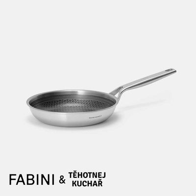 FABINI Pánev & Těhotnej kuchař 2.0, 20 cm - Nerezová beznýtová pánev s hybridním keramickým povrchem z vícevrstvé nerezové oceli bez poklice