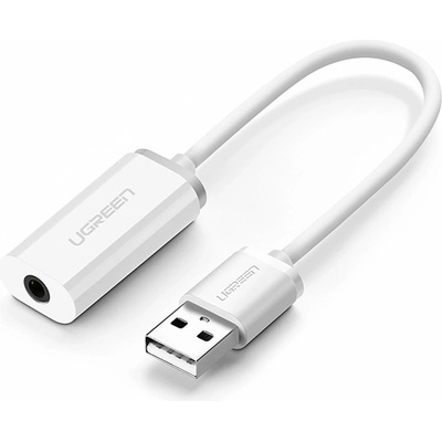 UGREEN Преходник Ugreen US206, от USB-A(м) към Jack 3.5mm(ж), бял (UGREEN-30712)
