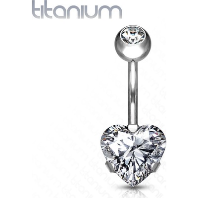 Šperky4U piercing do pupíku srdce titan TIT1058-C