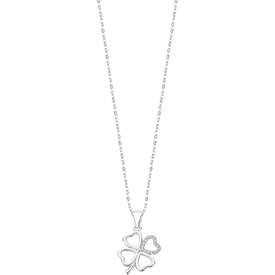 Lotus Silver Hravý strieborný náhrdelník s čírymi zirkónmi štvorlístok LP3305-1 / 1