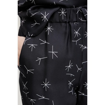 MM Копринен панталон mm в тъмносиньо със стандартна кройка, с висока талия 2516131027600 (2516131027600)