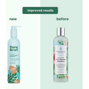 Flora & Curl Шампоан за освежаване и успокояване на скалпа Flora&Curl Coconut Mint Scalp Refresh Shampoo, 300 мл