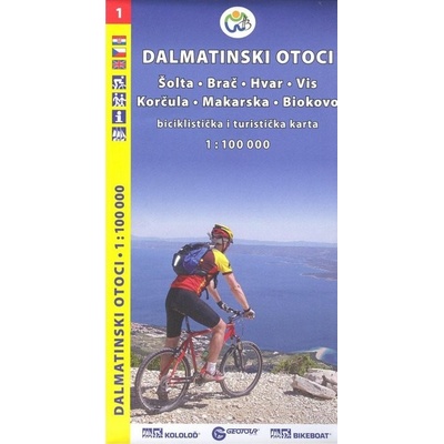 Dalmátské pobřeží sever (Šolta, Brač, Hvar, Vis, Korčula, Makarska, Biokovo) /cykloturistická mapa 1:100 000