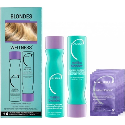 Malibu Blondes Enhancing Collection šampon 266 ml + kondicionér 266 ml + wellness sáčky 4 kusy dárková sada