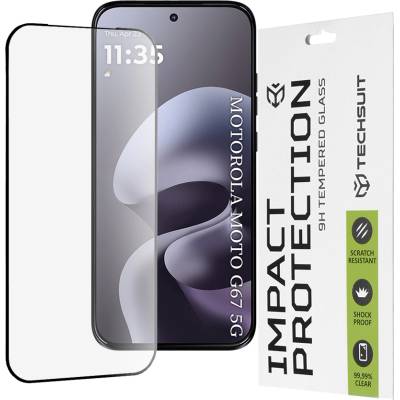 Techsuit Протектор за Motorola Moto G77 / G67 - 111D Full Cover / Full Glue Glass - Techsuit - Черен
