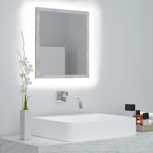 vidaXL LED огледало за баня, бетонно сиво, 40x8, 5x37 см, акрил (804912)