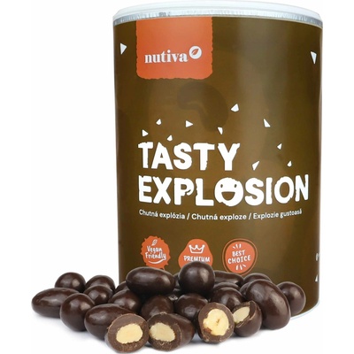 NUTIVA Zmes mandlí a lieskových orechov v horkej čokoláde Tubus 400 g