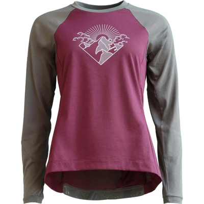Zimtstern Дамска фланелка с дълъг ръкав за колоездене Zimtstern Women's Pureflowz Shirt L/S Cycling jersey - Windsor Wine / Dusty Olive - размер XS (156-2292-0411)