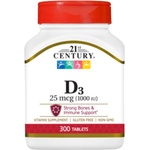21st Century Vitamin D3 25 mcg / 1000IU [300 Таблетки]