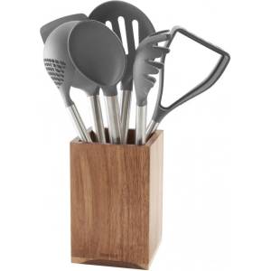 Kinghoff Комплект кухненски прибори Kinghoff KH 1325, 7 части, Найлон/стомана/дърво, Сив (9999KH1325)