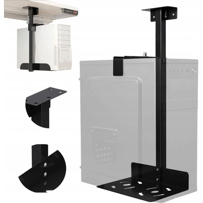 OCELOVÝ DRŽÁK NA PC, NASTAVITELNÝ VÝŠKOVĚ I ŠÍŘKOVĚ, DO 35 KG, POD STŮL