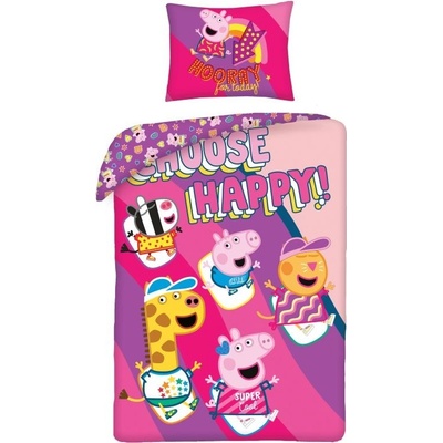 Halantex Obliečky Peppa Pig happy Bavlna 140x200 70x90