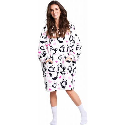 Noxxiez Hrejivá televízna mikinová deka s kapucňou pre teenagerov a dospelých Panda