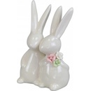 Dommio Pár porcelánových zajačikov s kvietkom 12 cm