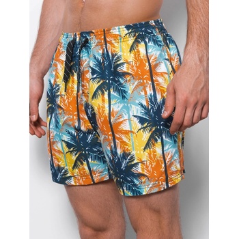 Ombre Clothing pánske plavky s palmami OM-SRBS-0125 modro oranžové