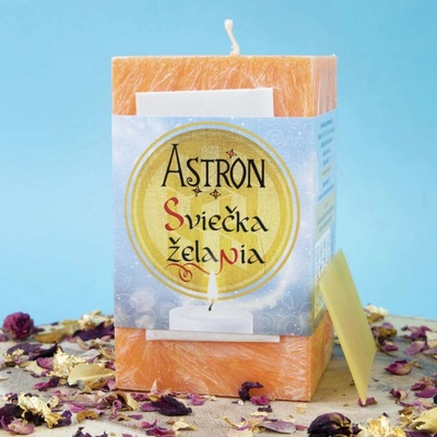 Astron Sviečka želania oranžová hranol 11 cm