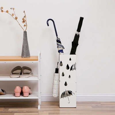 SONGMICS Stojan na deštníky čtvercový bílý motiv kapky – Zboží Dáma