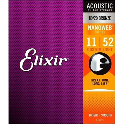 Elixir Acoustic Bronze 80/20 Nanoweb 11027 Custom Light