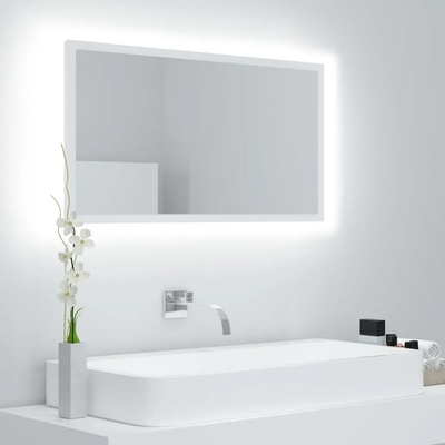 vidaXL LED огледало за баня, бяло, 80x8, 5x37 см, акрил (804924)