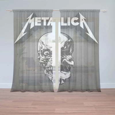 Sablio Záclony METALLICA Lebka Sivá: 2ks 150x250cm