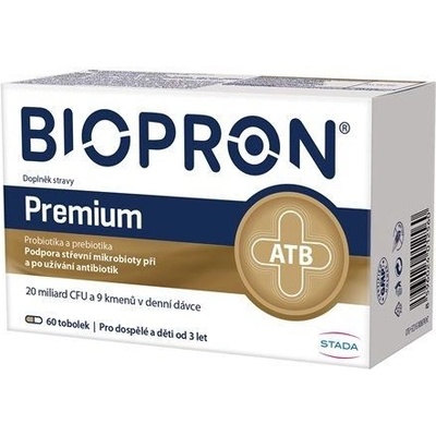 Biopron Premium probiotiká a prebiotiká pri a po užívaní antibiotík 60 toboliek