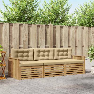 vidaXL Комплект дивани за открито 3 pcs Бяло и Бежово (3389963)