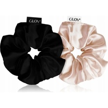 Glov Saténové gumičky do vlasů _Satin Scrunchies M šampaňská/černá 2 ks