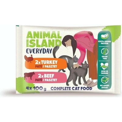 ANIMAL ISLAND Pate Beef / Turkey 4 x 100 g