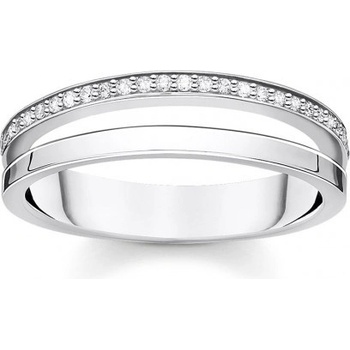Thomas Sabo prsteň Ring double white stones silver TR2316 051 14