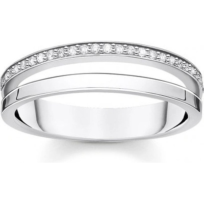 Thomas Sabo prsteň Ring double white stones silver TR2316 051 14