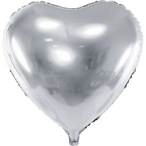 Party Deco Фолиев Балон Сърце, Сребърно, 61 см (fb23m-018)