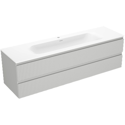 Rivel шкаф за баня 160 см с мивка Vela, 2 чекмеджета, гофриран, сив мат/бял (91A20-16047-2-BFF62-W23M01)