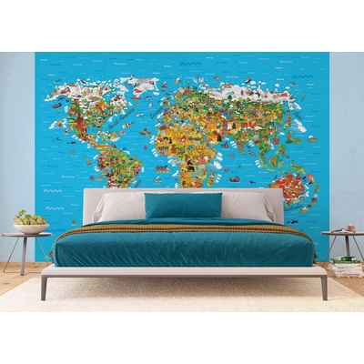 AG Design FTNS-2441 Dětská vliesová fototapeta Mapa Světa rozměry 360 x 270 cm