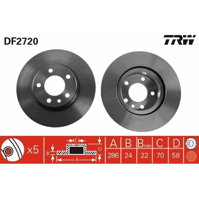 TRW Brzdový kotúč DF2720 sada 2 ks