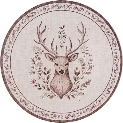 Clayre & Eef Béžový servírovací tanier s jeleňom Gentle Wilderness 33 x 1 cm