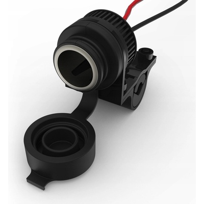 Zásuvka 12V štandard Oxford EL101 s objímkou pre uchytenie k riadítku a rúrkam s priemerom 22 a 25mm