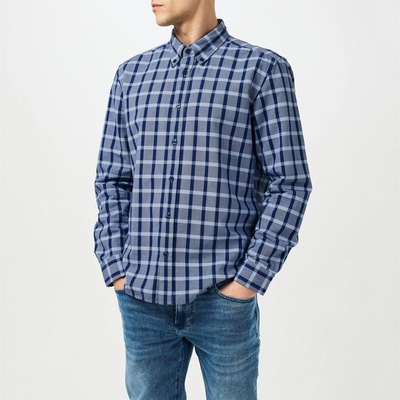 HUGO BOSS Риза с дълъг ръкав Boss Men's Black Patterned Long Sleeve Shirt - Medium Blue 425